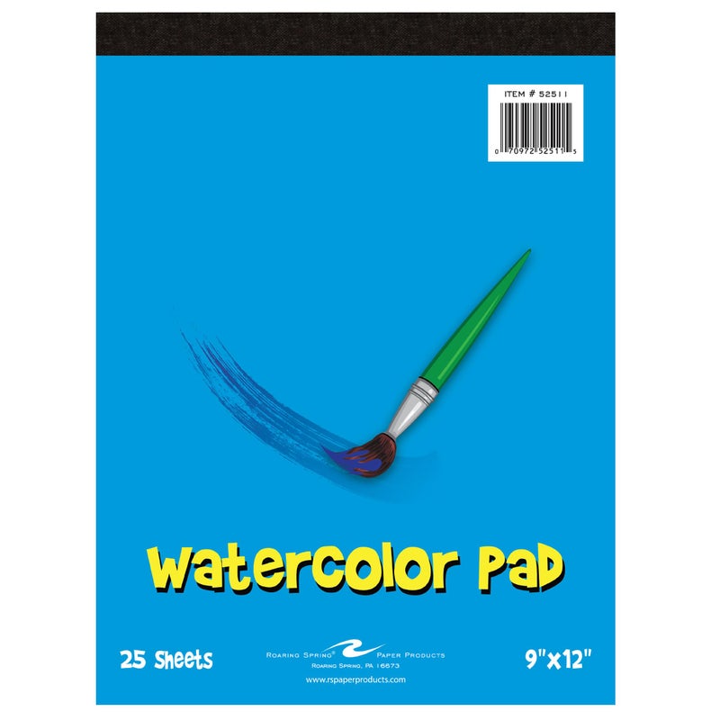 Roaring Spring Kids Art Watercolor Paint Pad, 9" x 12" 25 Sheets, 100# Watercolor Paper - Image 1